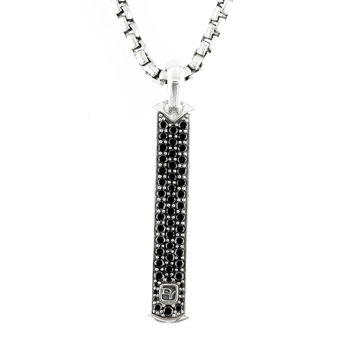 David Yurman Pave Dog Tag with Black Diamonds