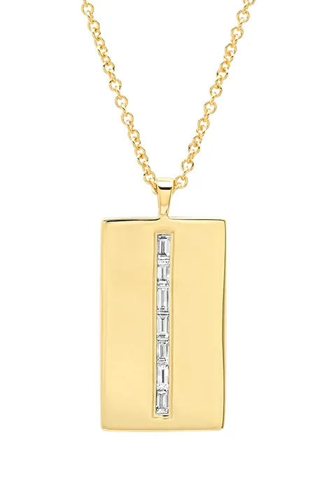 Diamond Baguette Dog Tag Necklace