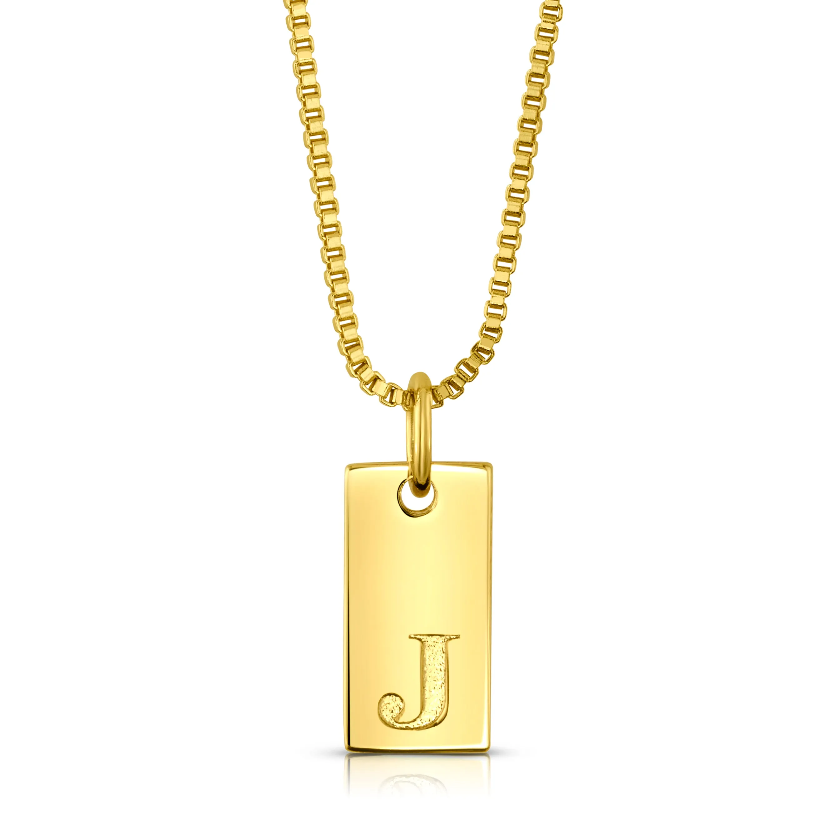 DOG TAG INITIAL NECKLACE, GOLD