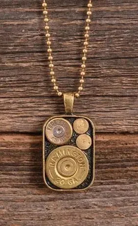 Dog Tag Shell Case Necklace