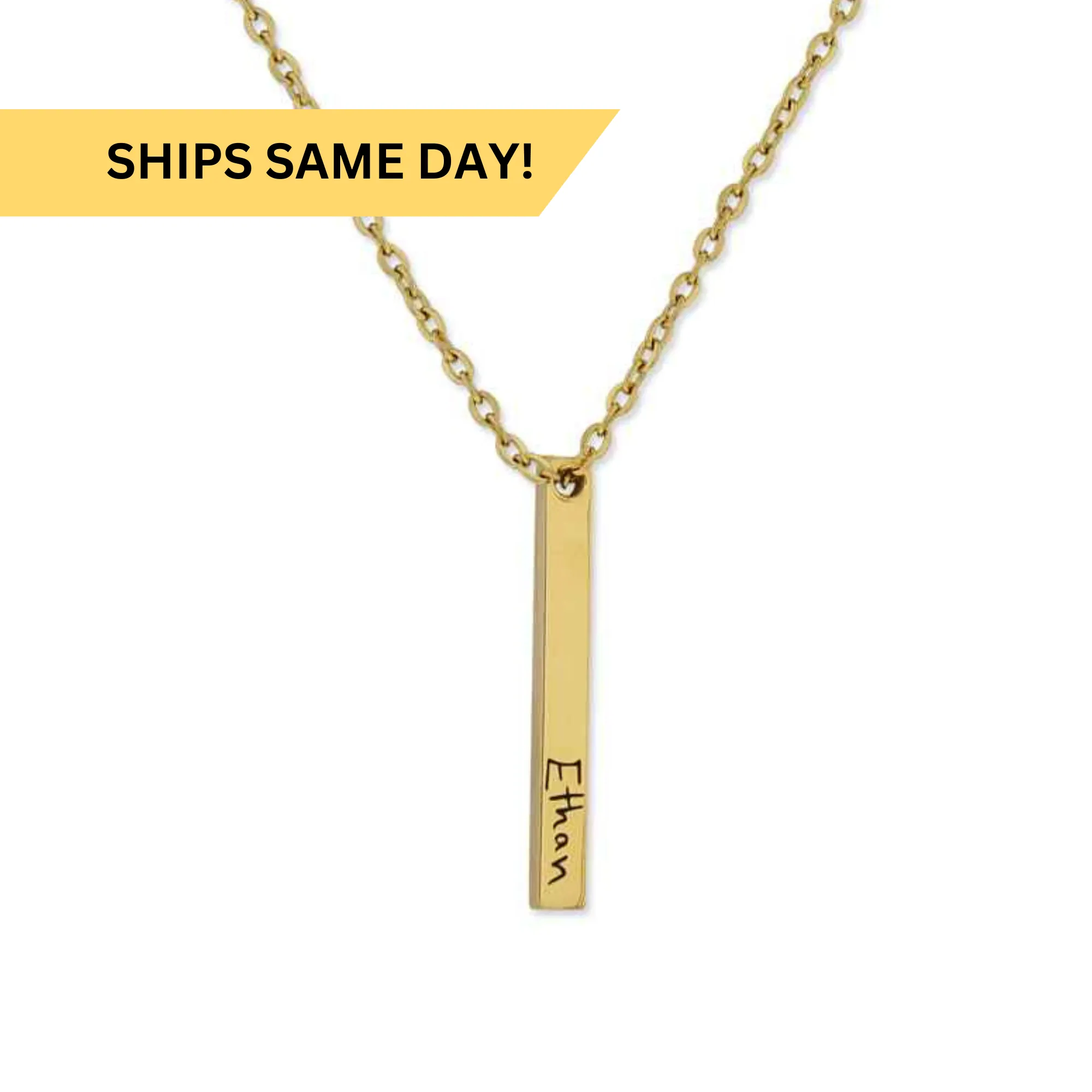 Engraved 3d Vertical Bar Necklace KCL 14