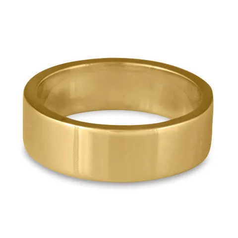 Flat Comfort Fit Wedding Ring, 14K Yellow Gold 7mm Wide by 2mm Thick