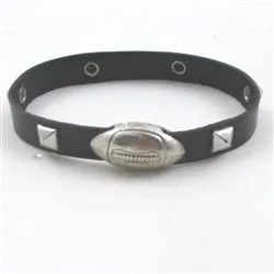 Football Black Leather bracelet for a Man