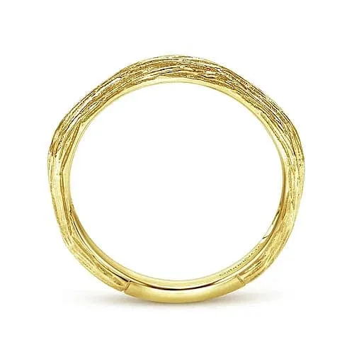 Gabriel & Co. Yellow Gold Brushed Textured Stackable Ring