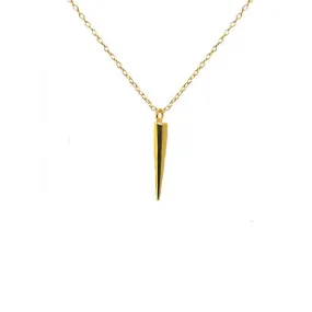 Gold-Dipped "Tornado" Vertical Spike Pendant Necklace