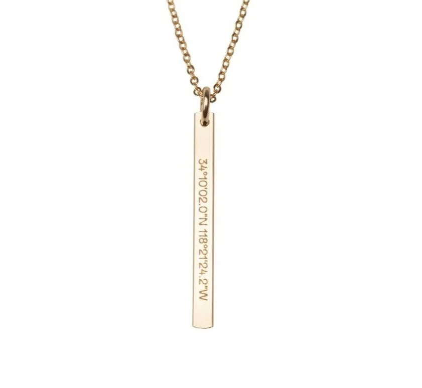 Gold Filled Vertical Bar Charm Necklace