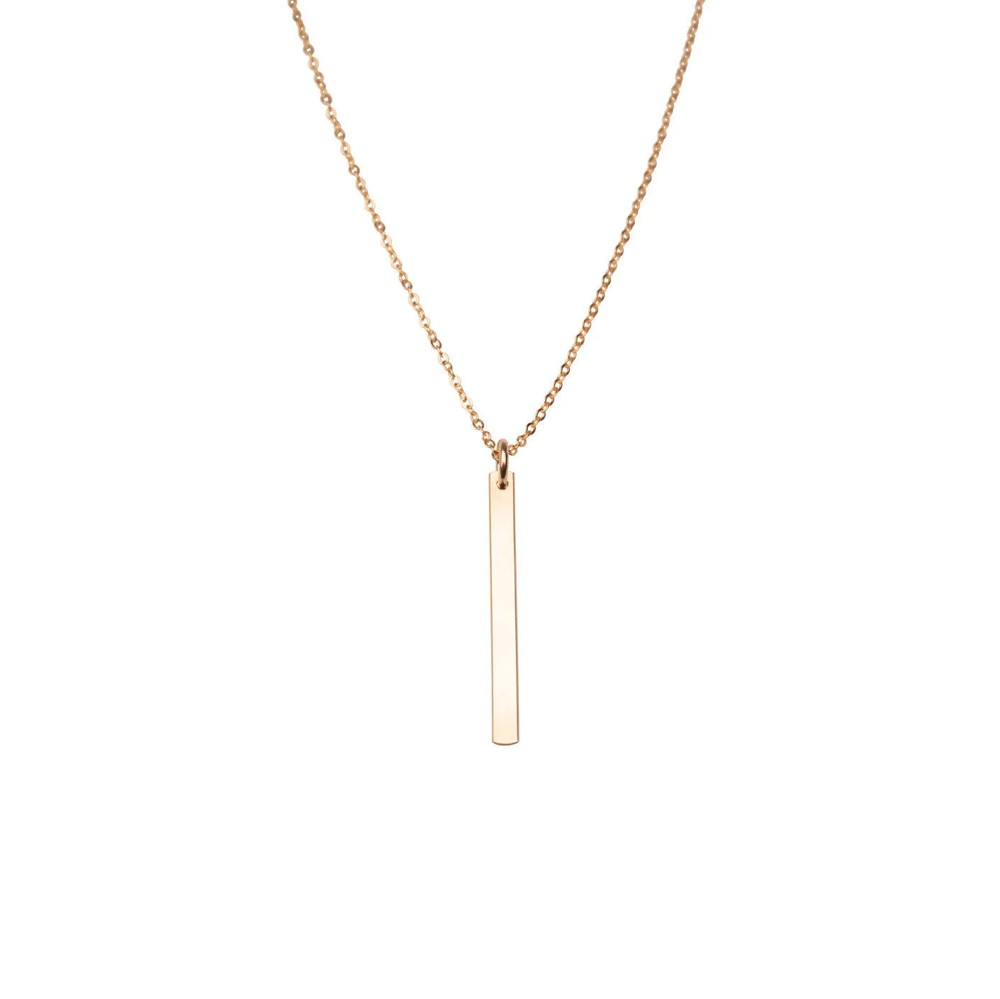 Gold Filled Vertical Bar Charm Necklace