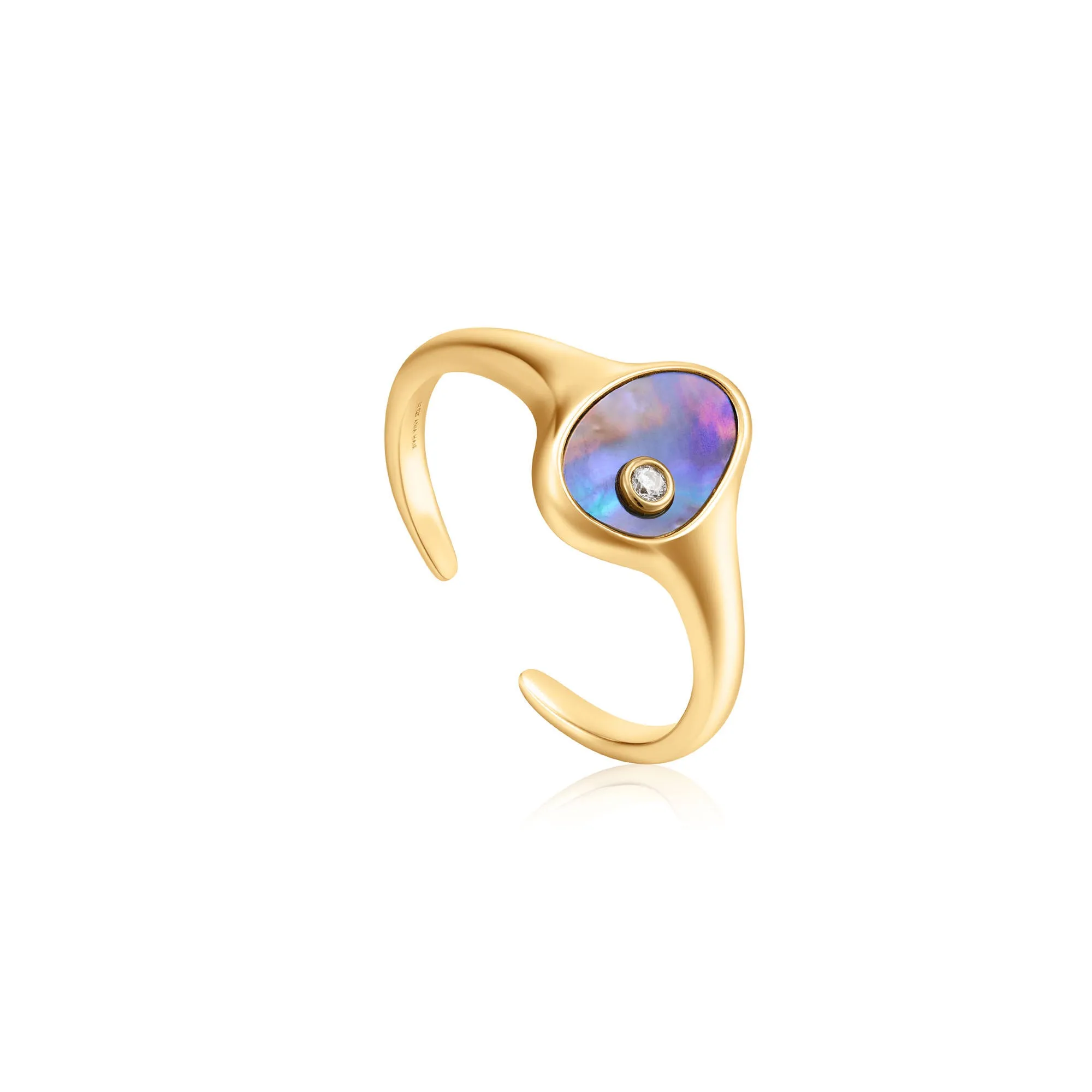 Gold Tidal Abalone Adjustable Signet Ring