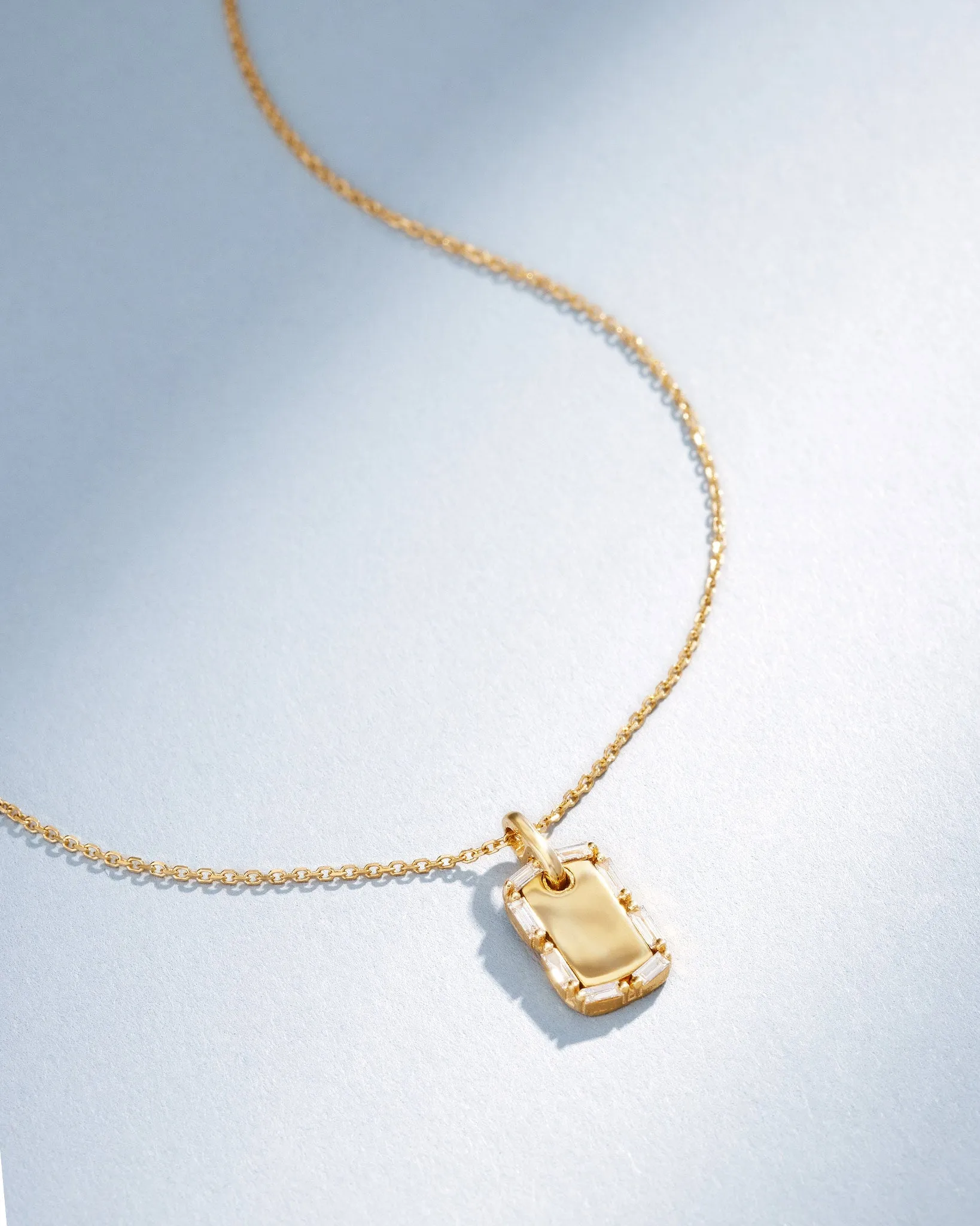 Golden Mini Dog Tag Diamond Pendant