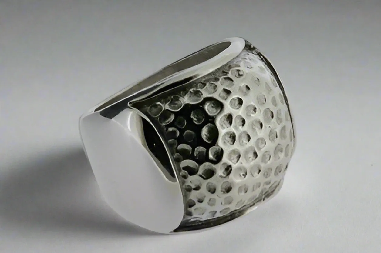 Hammered signet ring - sterling silver