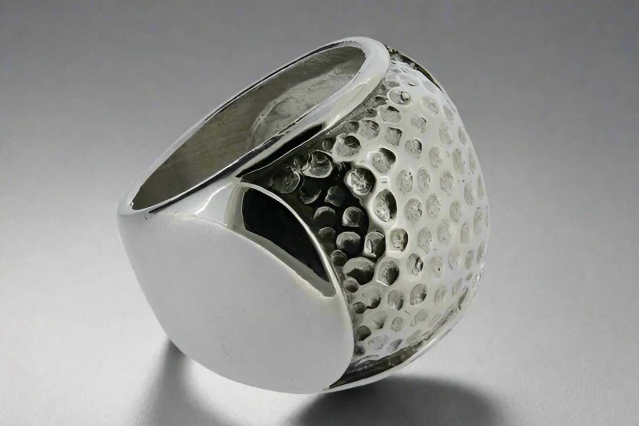 Hammered signet ring - sterling silver