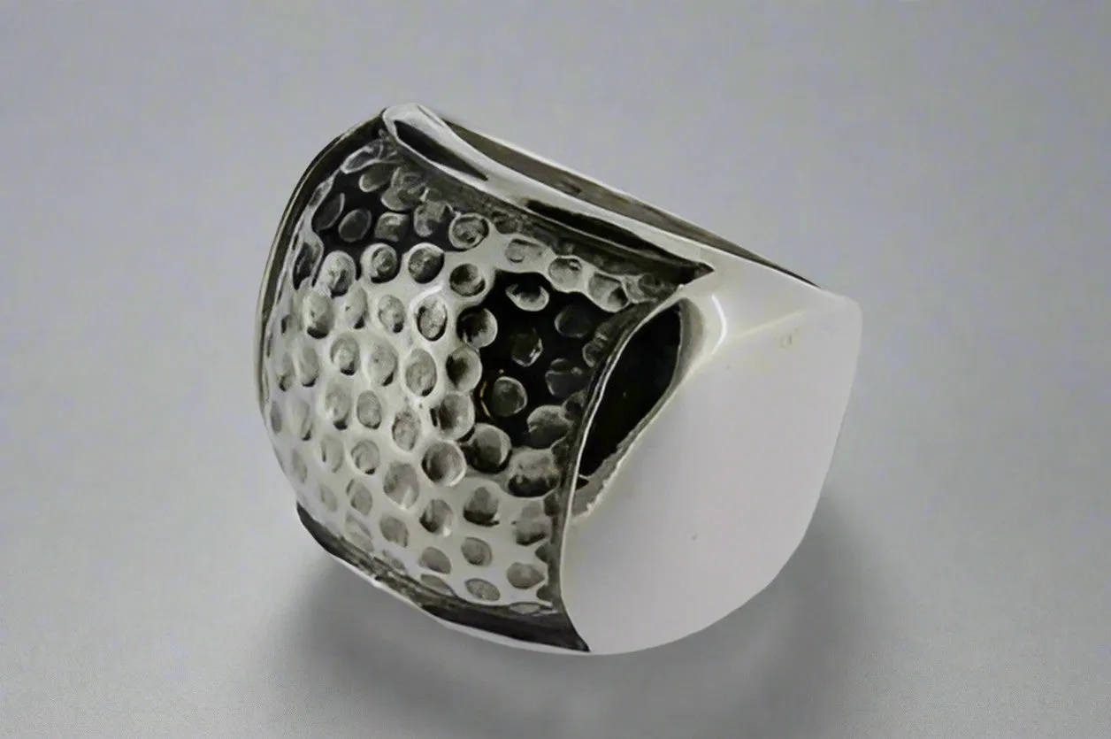 Hammered signet ring - sterling silver