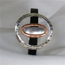 Handcrafted Black Leather Cuff Bracelet with Rings