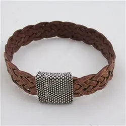 Handcrafted Men's Natural Tan Braided Leather Bracelet