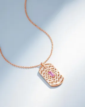 Infinite Pink Sapphire & Diamond Waterfall Dog Tag Pendant