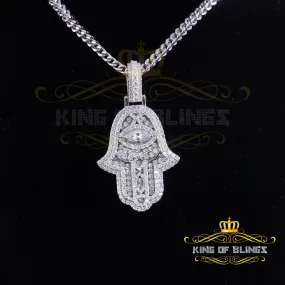 King Of Bling's 3.00ct Moissanite VVS D Baguette 925 Silver Yellow Hamsa Pendant For Women's