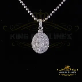 King Of Bling's 925 Sterling White Silver 1.00ct Baguettes Moissanite Oval Pendant for Women