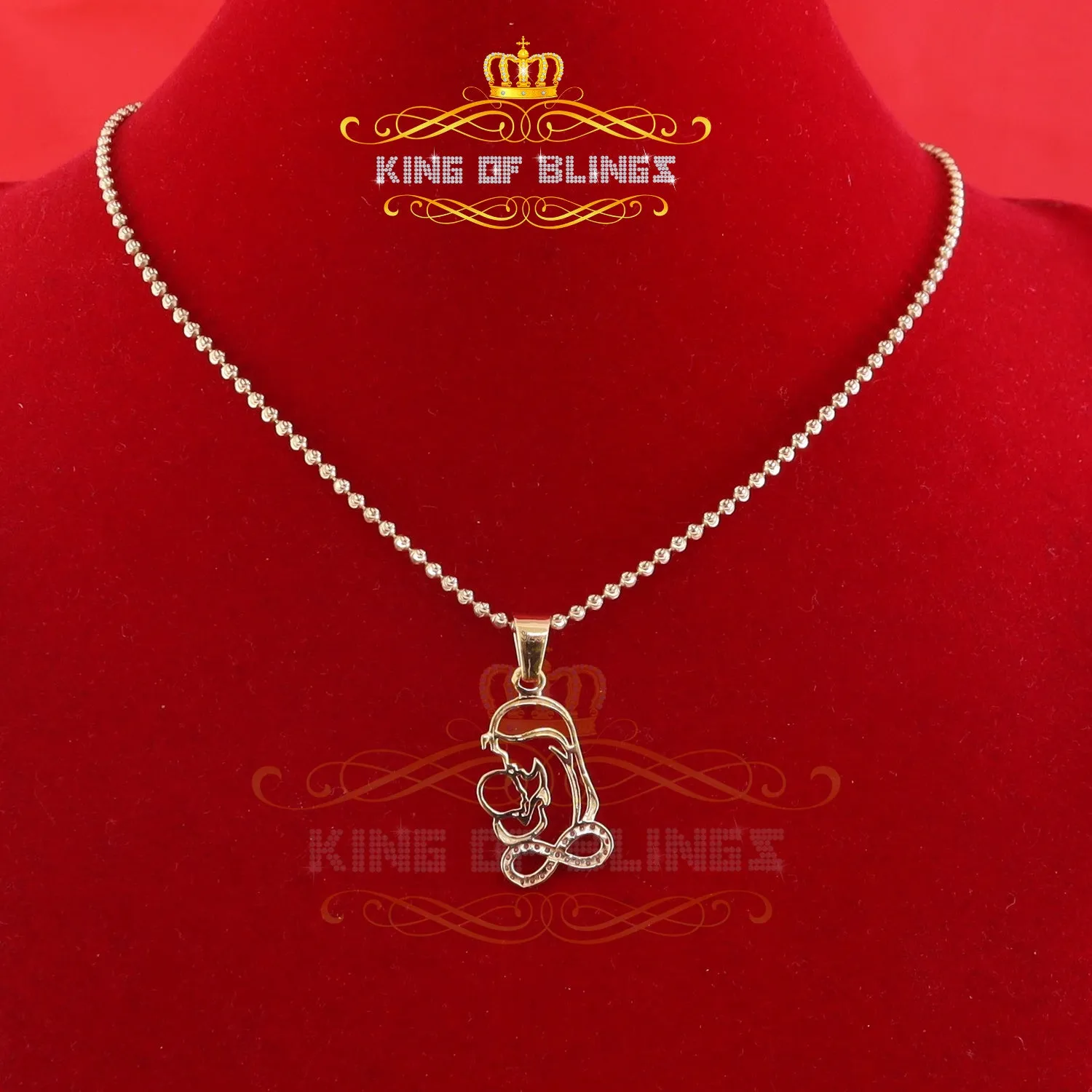 King Of Bling's Buy 0.31ct CZ Infinity Special Mother's Child 925 Sterling Yellow Silver Pendant