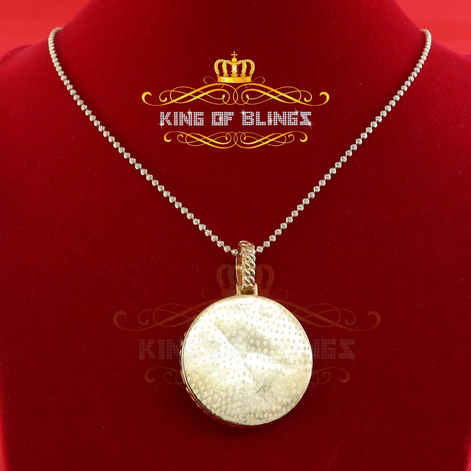 King Of Bling's Jesus 925 Silver 2.00ct W/Crushed Moissanite "1.50" Yellow Jesus Charm Pendant