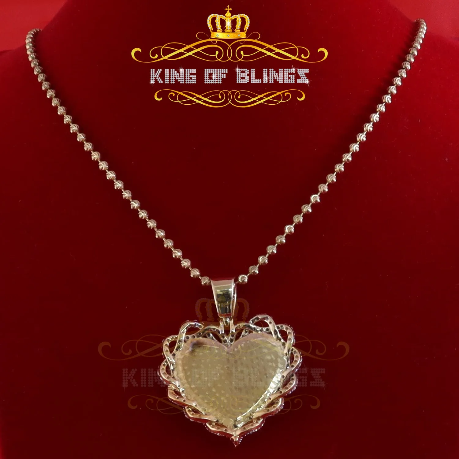 King Of Bling's King's 6.00ct Real Moissanite Sterling Silver Yellow "MY PRINCESS" Heart Pendant