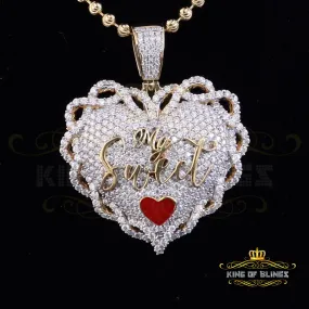 King Of Bling's Love "SWEET HEART"1.50 inch 6ct Real Moissanite 925 Silver Yellow Heart Pendant