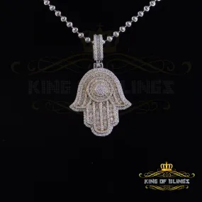 King Of Bling's New 2.50ct VVS D Moissanite White Sterling Silver Charm Hamsa Pendant Men /Women