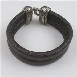 Man's Brown Double Regaliz Leather Cuff Bracelet