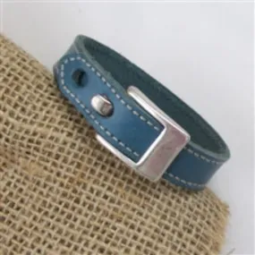 Man's Turquoise Leather Bracelet with Buckle Clasp