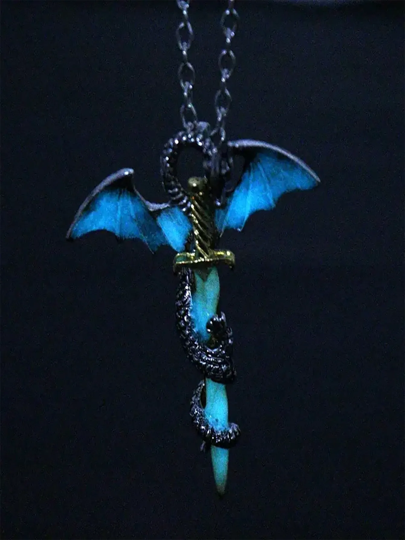 Men Western Dragon Charm Glow in the Dark Necklace for Men Jewelry for Men