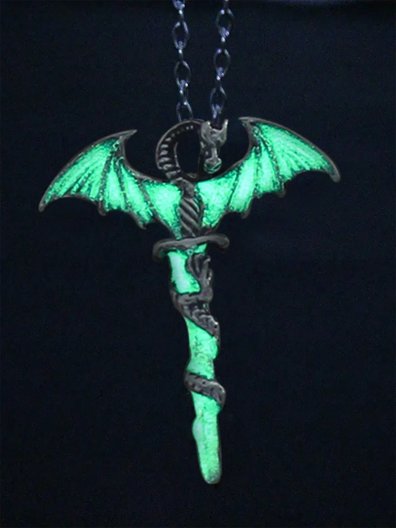 Men Western Dragon Charm Glow in the Dark Necklace for Men Jewelry for Men