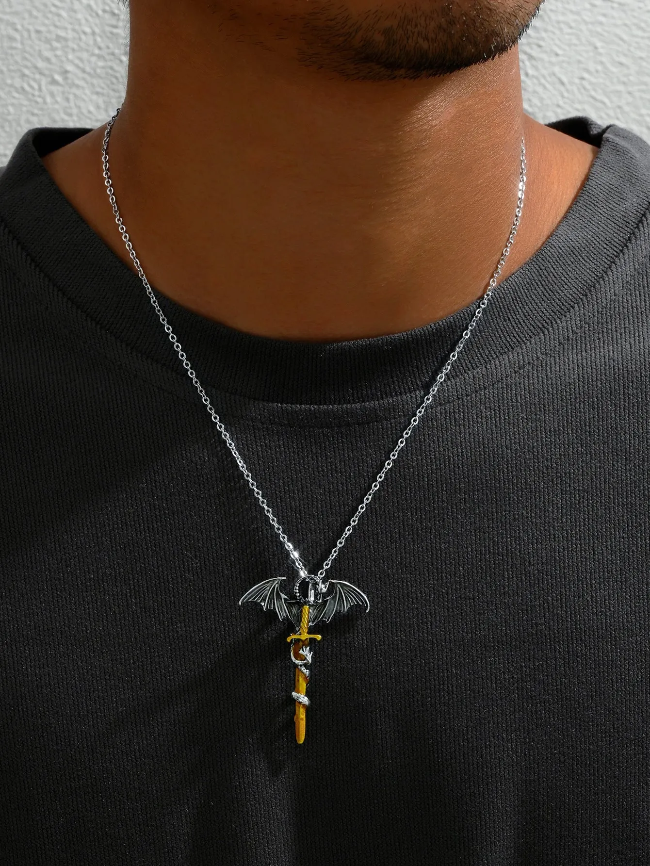 Men Western Dragon Charm Glow in the Dark Necklace for Men Jewelry for Men