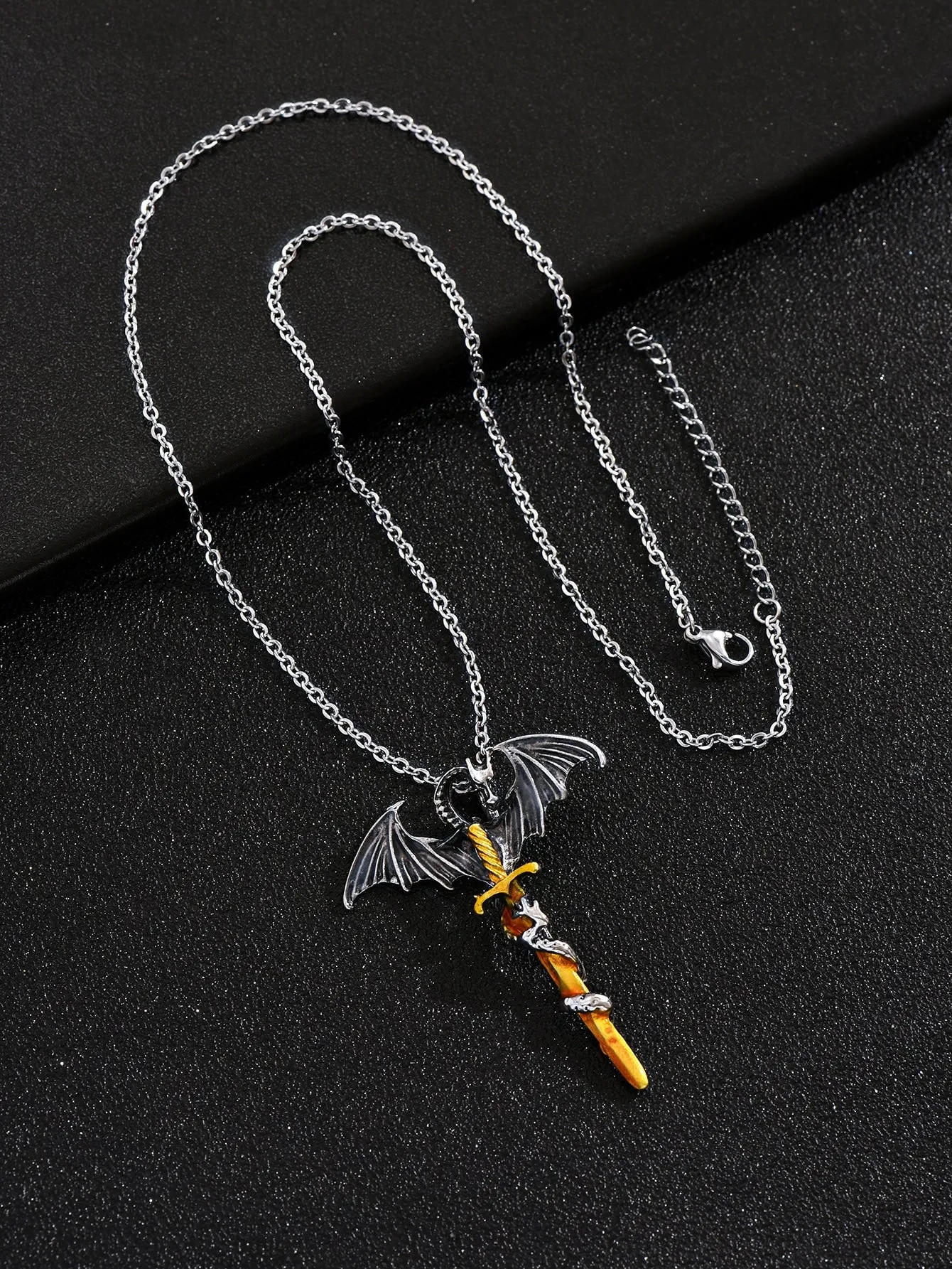 Men Western Dragon Charm Glow in the Dark Necklace for Men Jewelry for Men