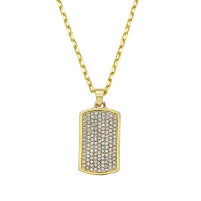 Men's 22" CZ Dog Tag Necklace gold