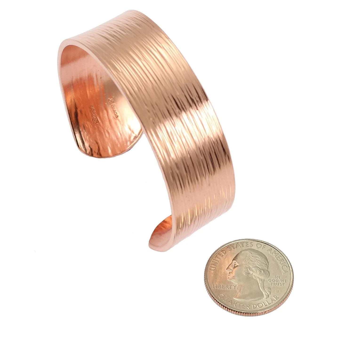 Men's Chased Copper Bark Cuff Bracelet - 3/4 Inch Wide