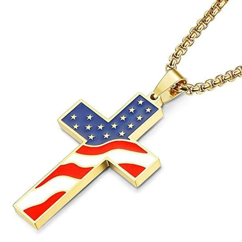 Men's Christian Necklace <br> American Flag