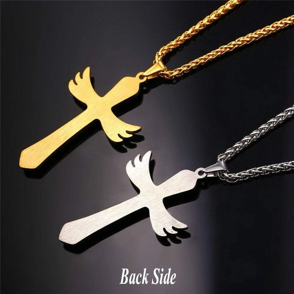 Men's Christian Necklace <br> Angel Cross