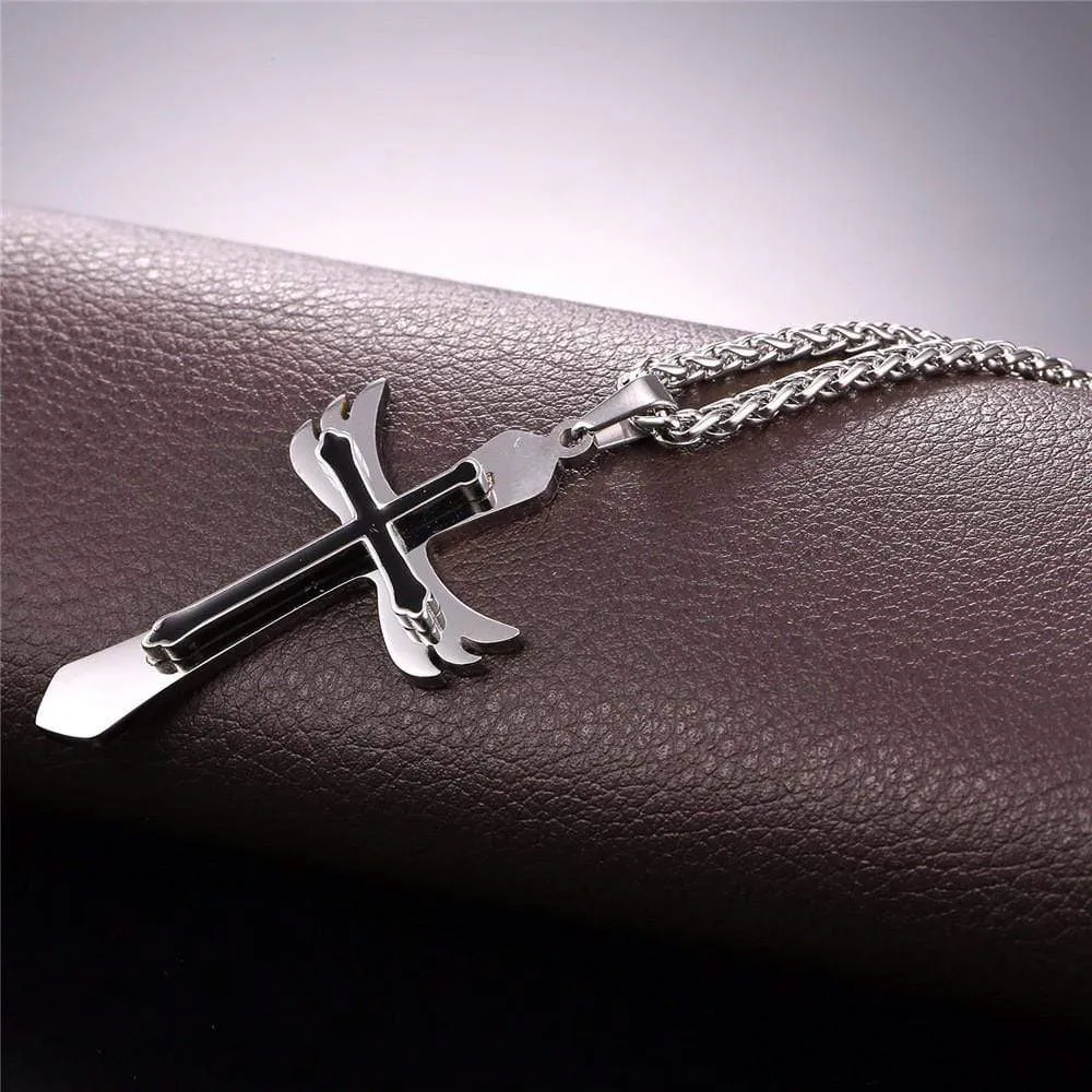 Men's Christian Necklace <br> Angel Cross