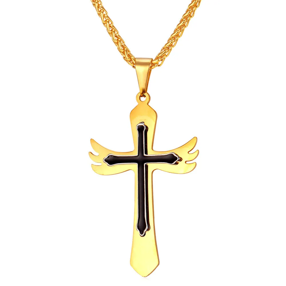 Men's Christian Necklace <br> Angel Cross