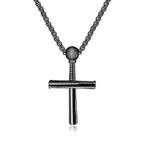 Men's Christian Necklace <br> Baseball Bat (Black)