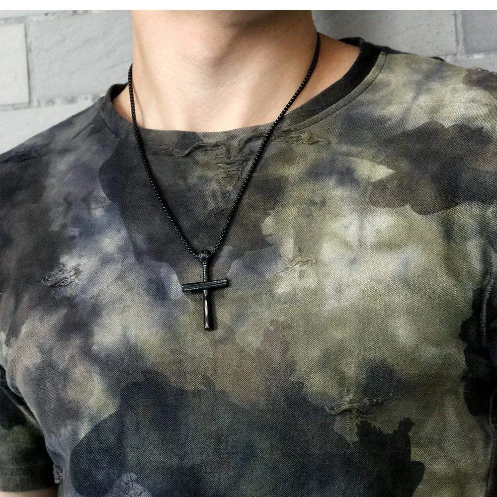 Men's Christian Necklace <br> Baseball Bat (Black)