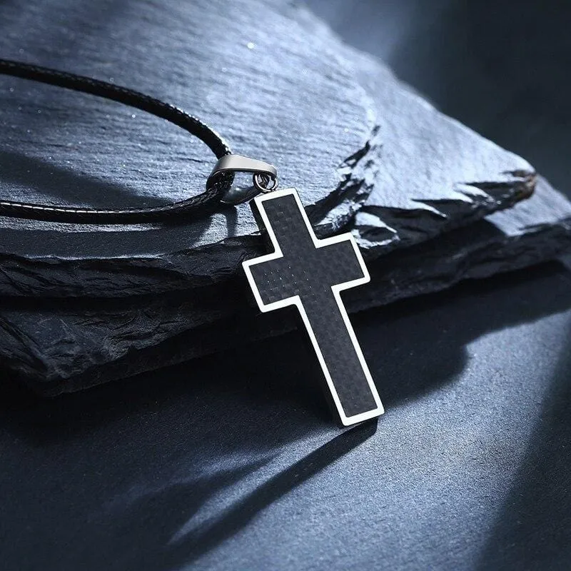 Men's Christian Necklace <br> Carbon Fiber