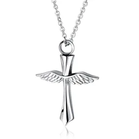 Men's Christian Necklace <br> Cross And Wings