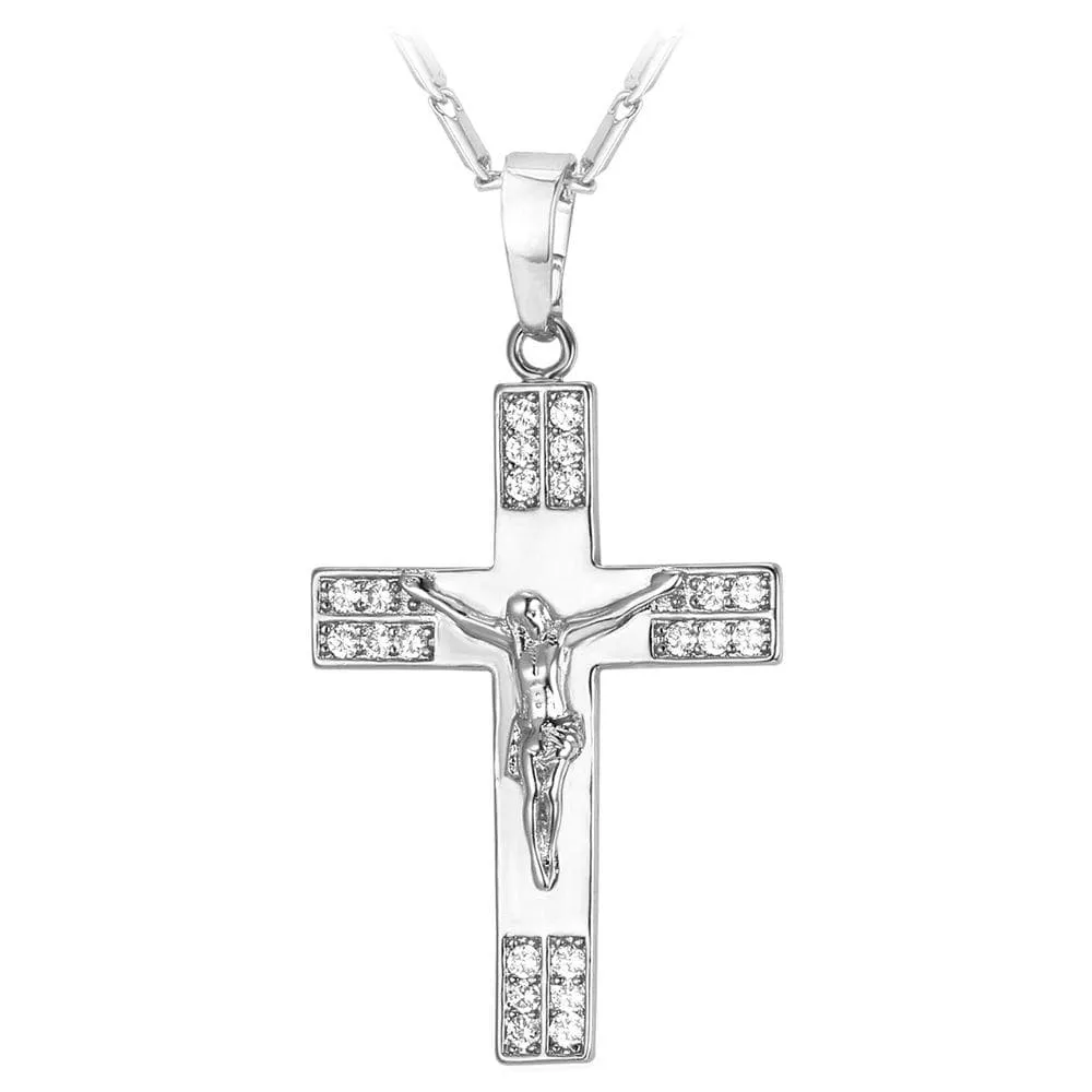 Men's Christian Necklace <br> Diamond Pendant (Platinum)