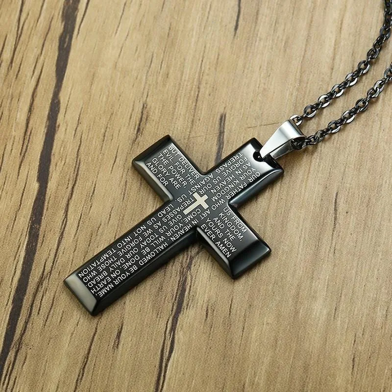 Men's Christian Necklace <br> Lord's Prayer Cross