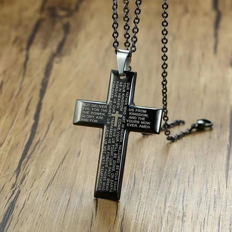 Men's Christian Necklace <br> Lord's Prayer Cross