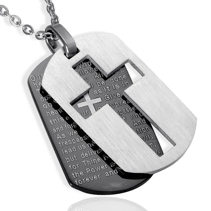 Men's Christian Necklace <br> Lord's Prayer Hollow Cross