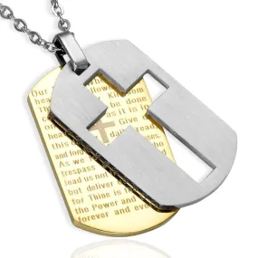 Men's Christian Necklace <br> Lord's Prayer Hollow Cross