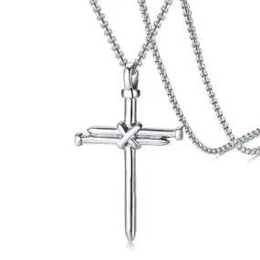 Men's Christian Necklace <br> Nails (Silver)