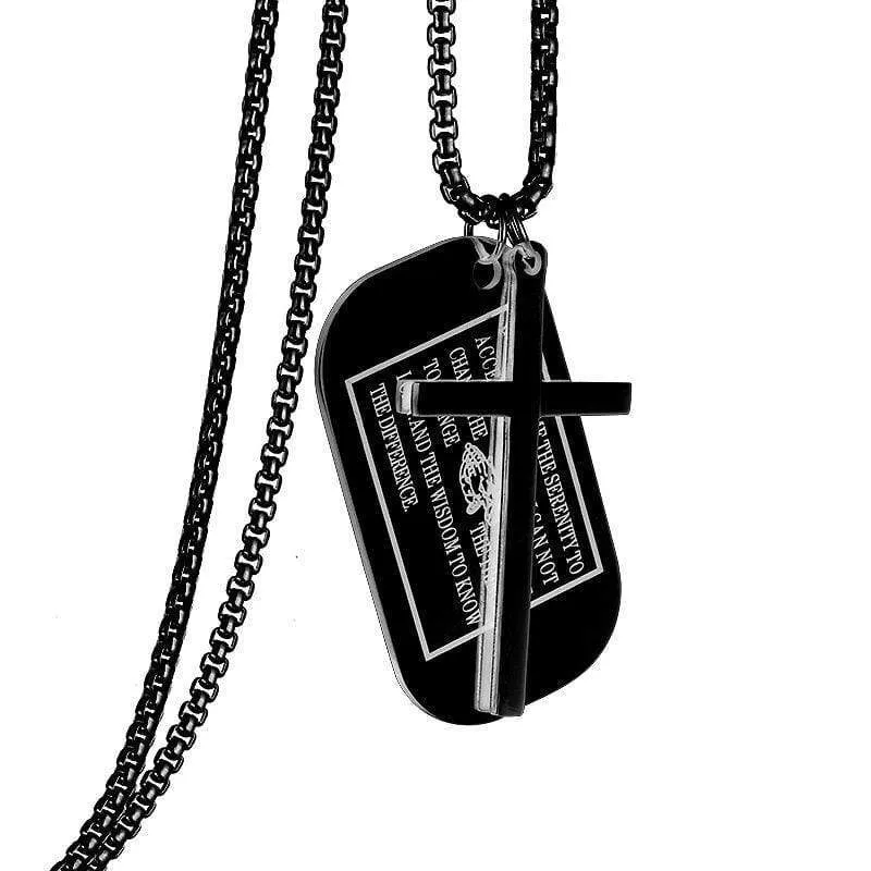 Men's Christian Necklace <br> Serenity Prayer Dog Tag