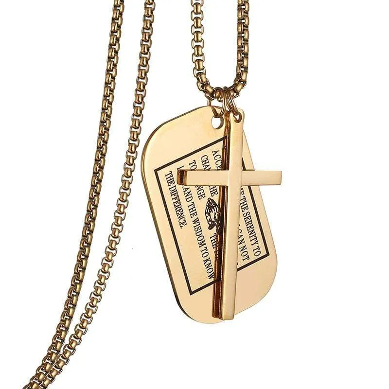 Men's Christian Necklace <br> Serenity Prayer Dog Tag